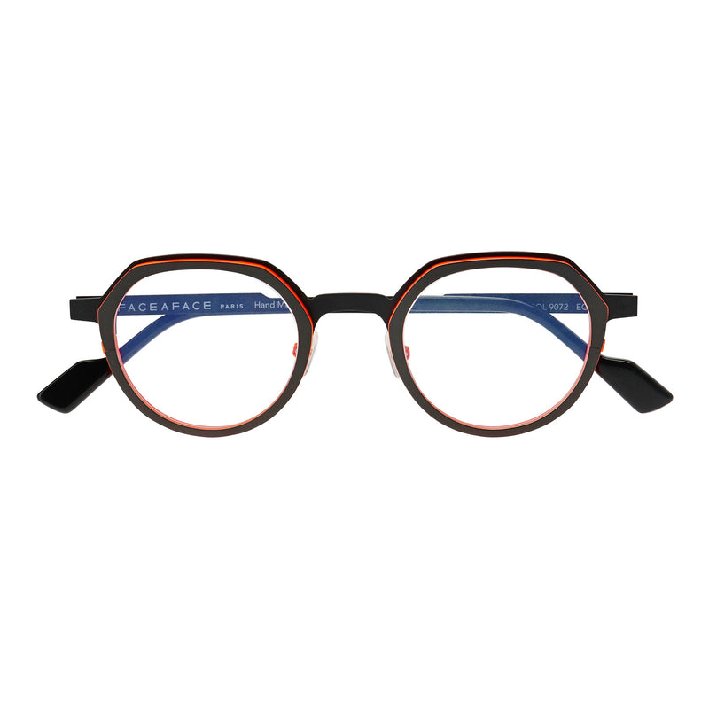 Face A Face - Neonn 1 - 9072 - Matte Black / Neon Orange - Round - Metal - Titanium - Eyeglasses