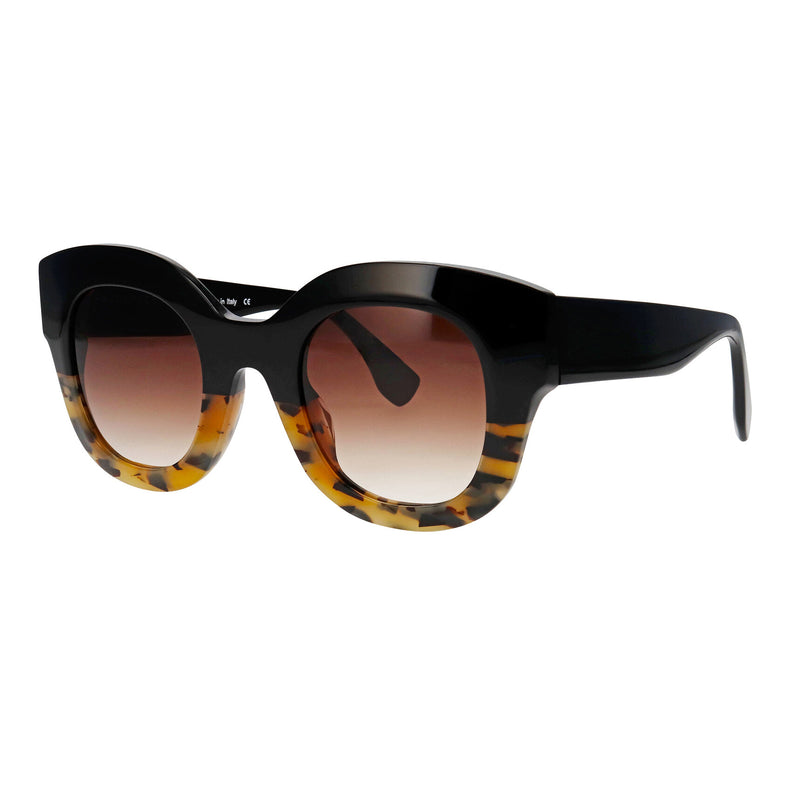 Face A Face - Night 2 - 100 - Black / Safari / Brown-Gradient Tinted Lenses - Rectangle Sunglasses - Sunglasses