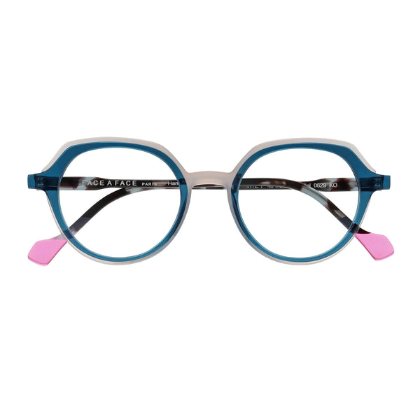 Face A Face - Quartz 1 - 0629 - Blue / Blue-Tort / Pink - Round - Eyeglasses