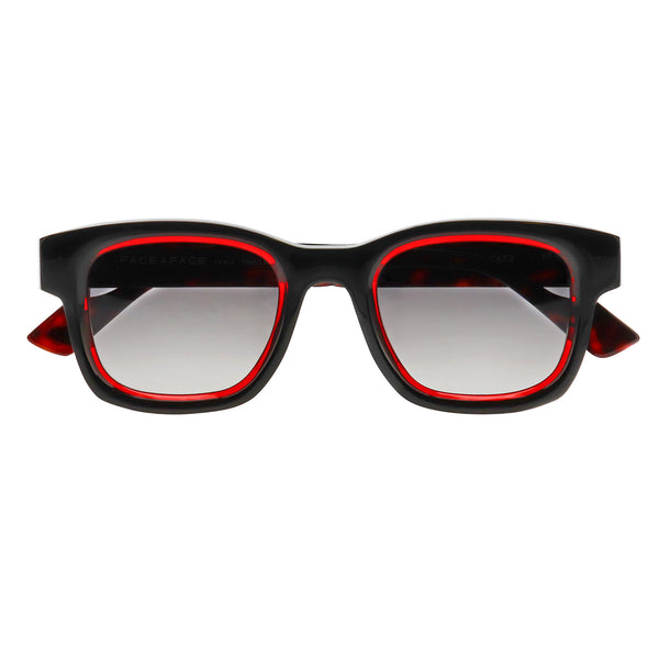 Face A Face - Shadow 1 - 0523 - Black / Red / Gradient-Grey Tinted Lenses - Rectangle - Plastic - Sunglasses