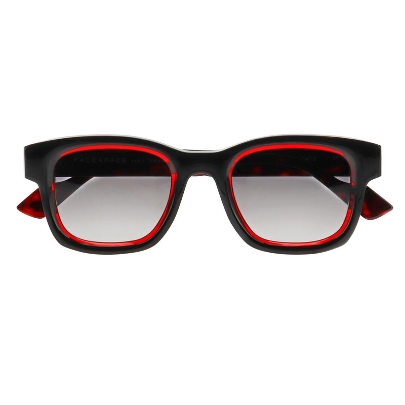 Face A Face - Shadow 1 - 0523 - Black / Red / Gradient-Grey Tinted Lenses - Rectangle - Plastic - Sunglasses