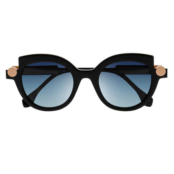 Face A Face - Sotsas 1 - 100 - Black / Beige / Gradient-Grey Tinted Lenses - Round - Sunglasses - Gradient Tint - Plastic