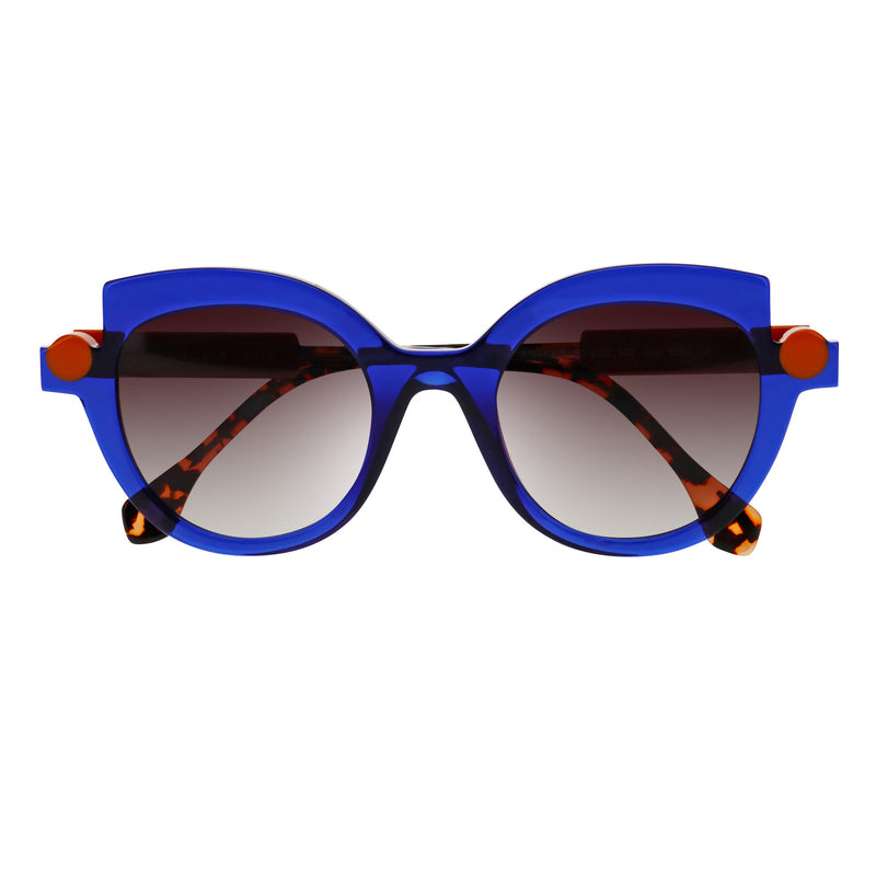 Face A Face - Sotsas 1 - 1682 - Blue / Orange / Gradient-Brown Tinted Lenses - Round - Sunglasses - Gradient Tint - Plastic