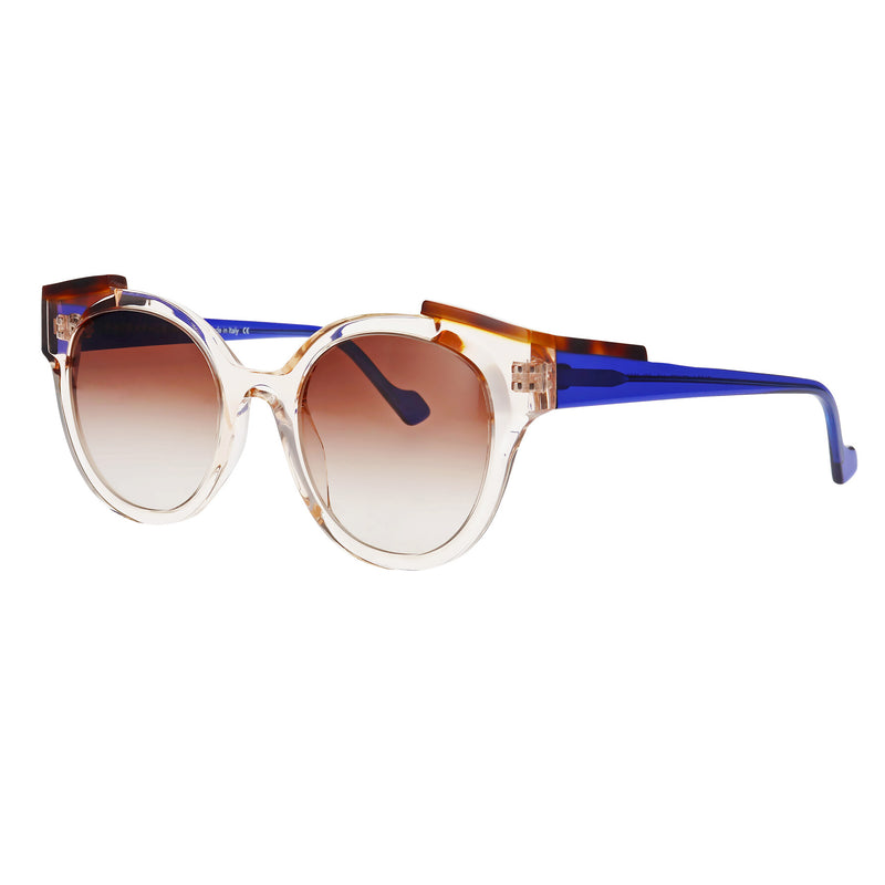 Face A Face - Tilde 1 - 0032 - Champagne / Brown / Blue / Gradient Brown Tinted Lenses - Round - Cat-eye - Sunglasses