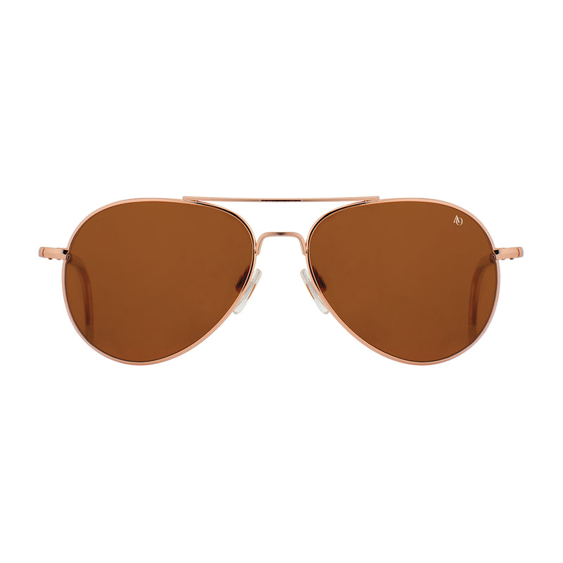 American Optical - General - Rose Gold - 55 - Brown Glass Polarized - Aviator - Sunglasses