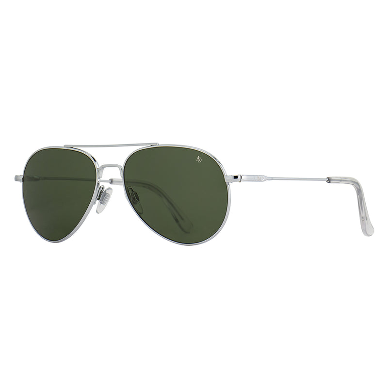 American Optical - General - Silver - 55 - Green Glass - Aviator - Sunglasses