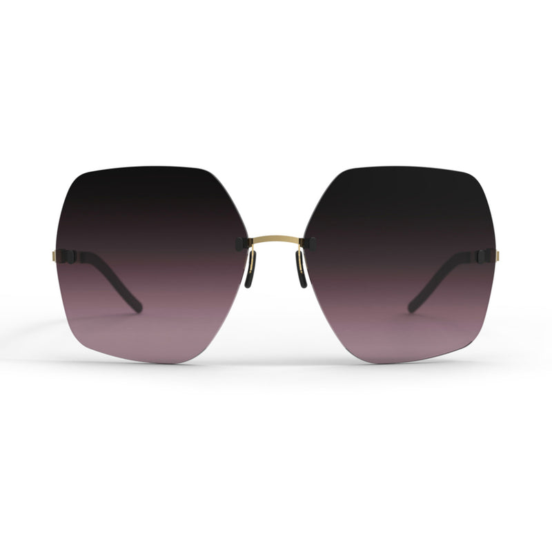 Gotti - EF03 - EF03_61 - Gold / Berry / Gradient-Rose Tinted Lenses - Rimless - Sunglasses - Large Rectangle - Butterfly