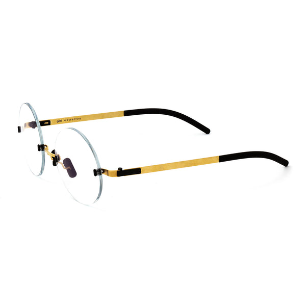 Gotti - Perspective - Round - Gold / Black / Mocca - Perfect Circle - Rimless Eyeglasses - Titanium