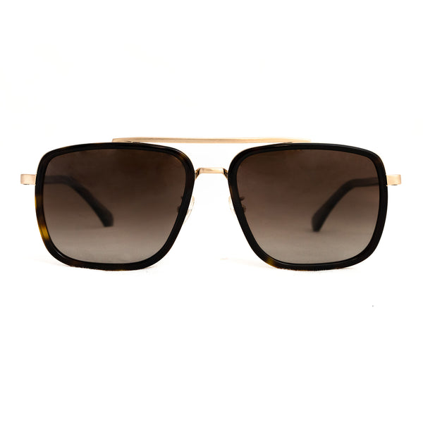 Hicks Brunson - Hank - Tortoise / Gold / Gradient-Brown Polarized Lenses - Navigator sunglasses - Polarized Sunglasses - Rectangle Sunglasses