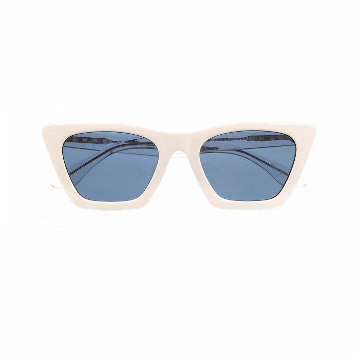 Hicks Brunson Generations - Cindy - White / Crystal - 04 - Polarized Blue Tinted Lenses - Cateye - Butterfly - Sunglasses - Plastic - Bold - Polarized Sunglasses