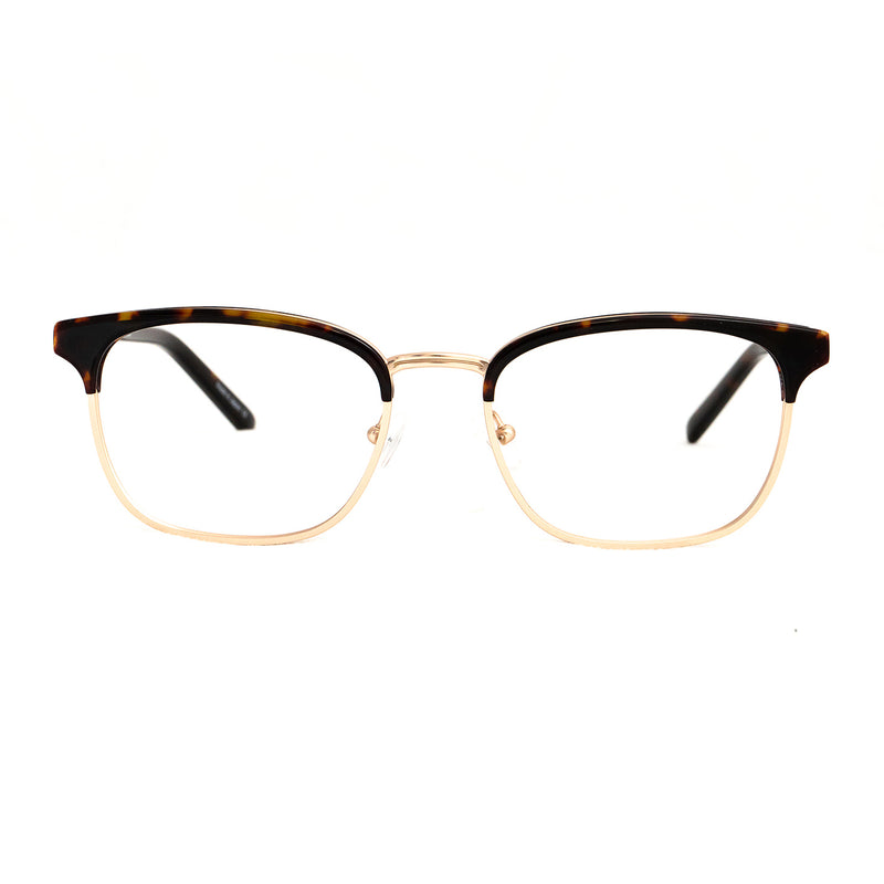 Hicks Brunson - Lyndon - Tortoise / Gold - Brow-line Eyeglasses - Rectangle Eyeglasses - Metal Eyeglasses