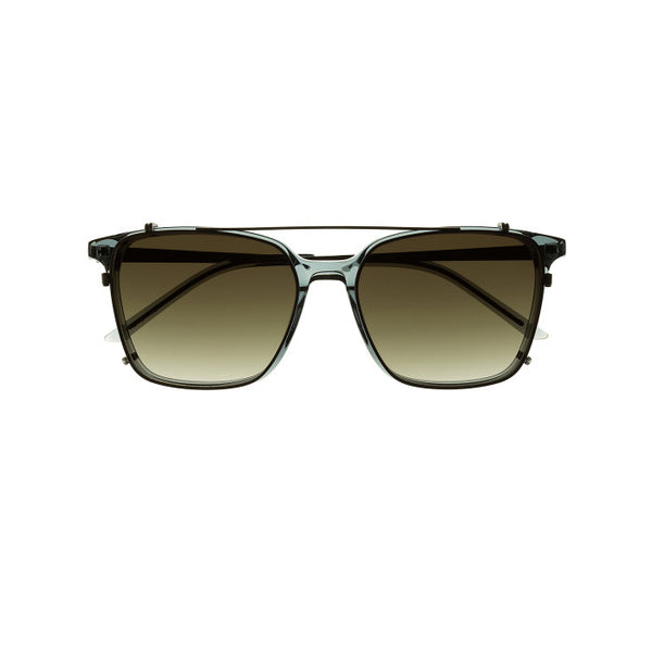Hicks Brunson Generations - M809 Marian - 466 - Crystal Green / Gradient-Green Tinted Sun-Clip - Rectangle - Plastic - Eyeglasses - Sun-Clip