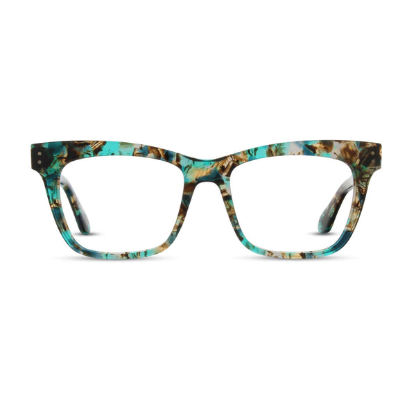 Born In Brooklyn - Kensington - Blue Green Collage - Rectangle - Cat-eye - Eyeglasses - Plastic