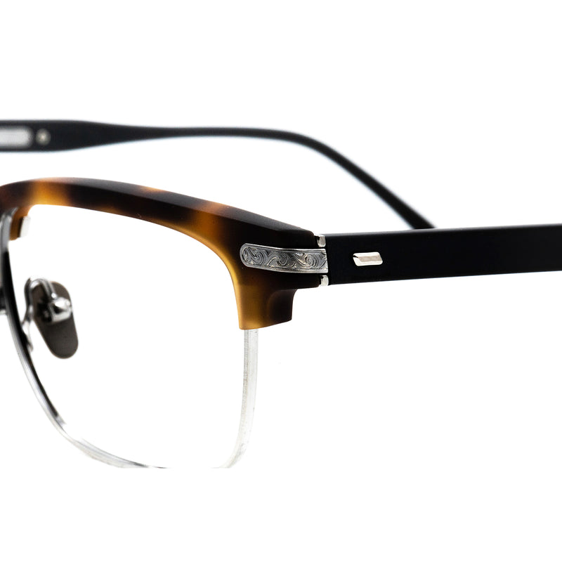 Masunaga x Kenzo Takada - Orion - 23 - Tortoise / Black / Silver - Rectangle Eyeglasses - Browline Eyeglasses - Brow-Line Eyeglasses