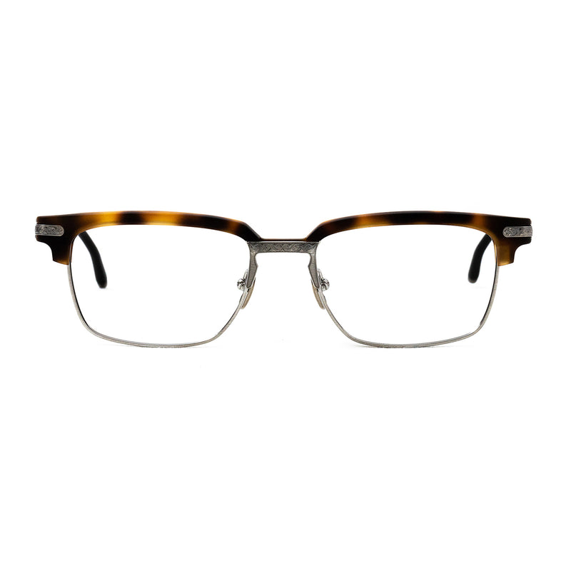 Masunaga x Kenzo Takada - Orion - 23 - Tortoise / Black / Silver - Rectangle Eyeglasses - Browline Eyeglasses - Brow-Line Eyeglasses