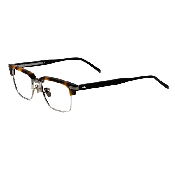 Masunaga x Kenzo Takada - Orion - 23 - Tortoise / Black / Silver - Rectangle Eyeglasses - Browline Eyeglasses - Brow-Line Eyeglasses