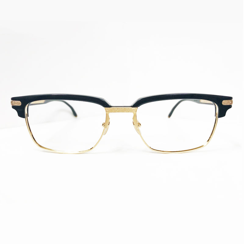 Masunaga x Kenzo Takada - Orion - 19 - Black / Gold - Rectangle Eyeglasses - Browline Eyeglasses - Brow-Line Eyeglasses