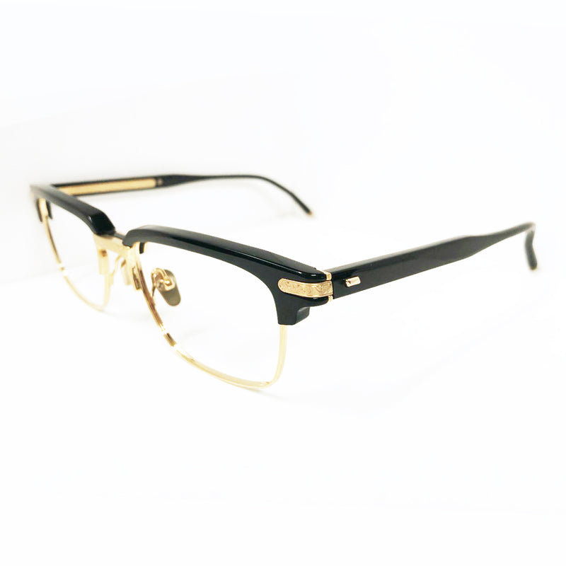 Masunaga x Kenzo Takada - Orion - 19 - Black / Gold - Rectangle Eyeglasses - Browline Eyeglasses - Brow-Line Eyeglasses