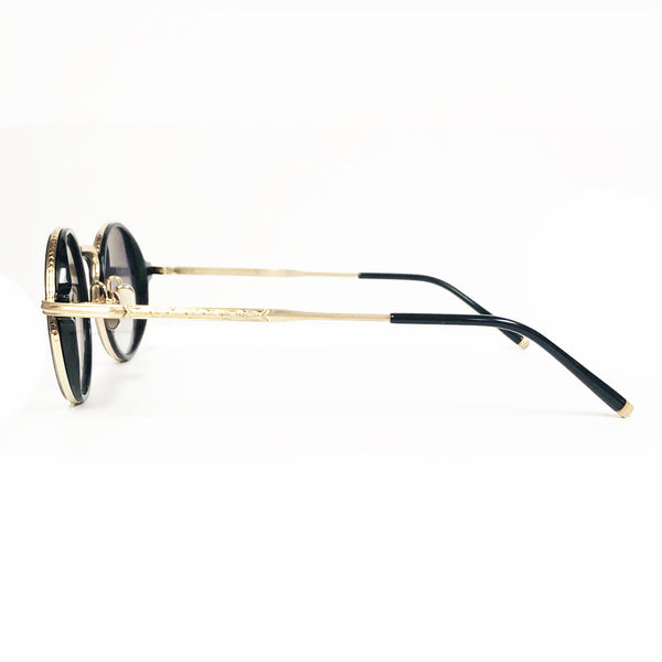 Kenzo Takada - K3 - Quince - S19 - Black / Gold - Gradient-Grey Tinted Lenses - Round - Sunglasses - Metal - Titanium - Eyewear