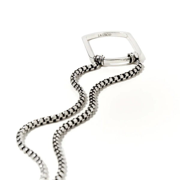 LaLoop - 678P - Antique Silver Box Chain with Dog Tag - Eyewear Holder - Eyewear Necklace - Hicks Brunson Eyewear