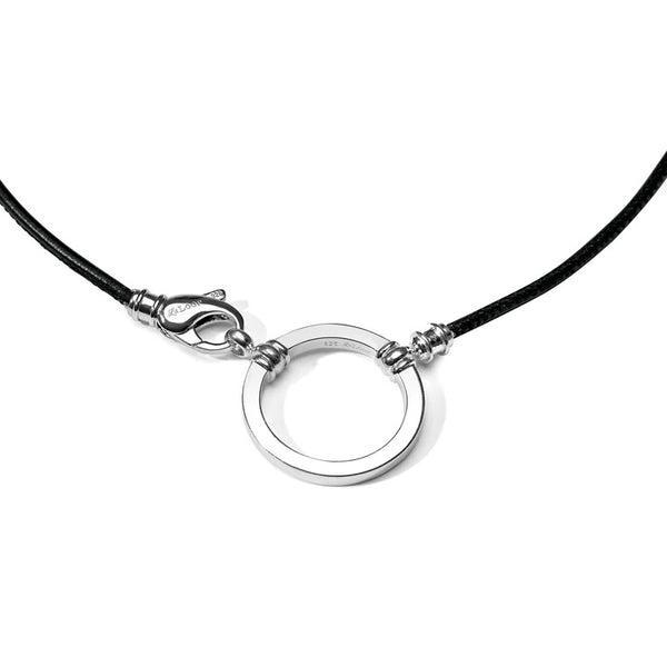 LaLoop - 695-Black - The Georgie Sterling - Italian Stitched Leather Sterling Silver w/Clasp - Eyewear Holder Necklace
