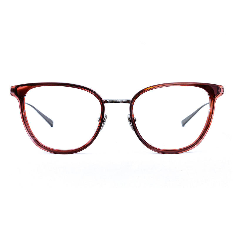Masunaga - Audrey - 37 - Red / Silver - Titanium - Cateye - Eyeglasses - Metal