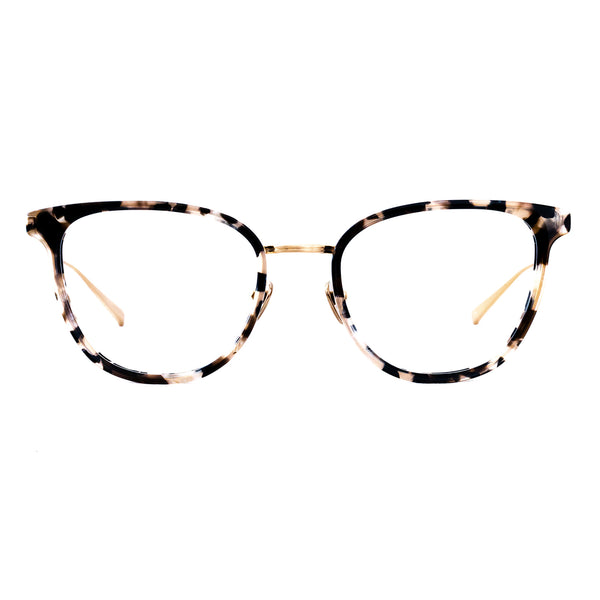 Masunaga - Audrey - 49 - Black-Tort / Gold - Titanium - Cateye - Eyeglasses - Metal