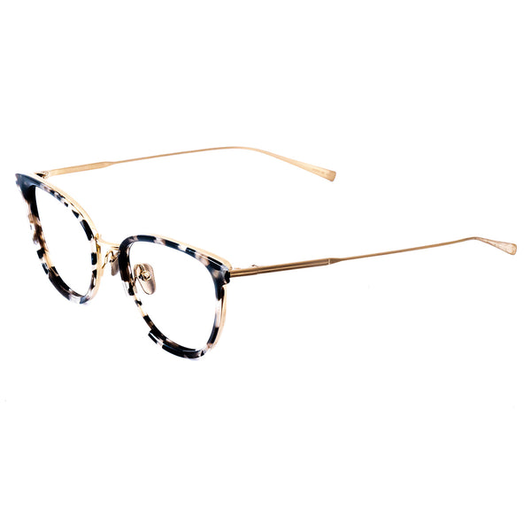 Masunaga - Audrey - 49 - Black-Tort / Gold - Titanium - Cateye - Eyeglasses - Metal