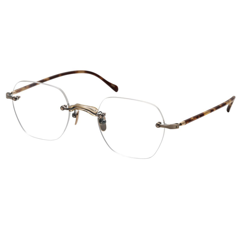 Masunaga - GMS-122T - 23 - Antique Silver / Gold / Tort - Rimless - Eyeglasses - Hexagonal Lenses