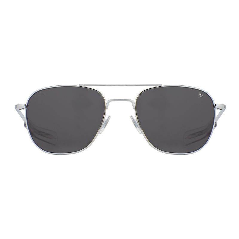 American Optical - Original Pilot - Silver - 55 - Bayonet Temple - Grey Glass Lenses - Aviator - Navigator - Sunglasses