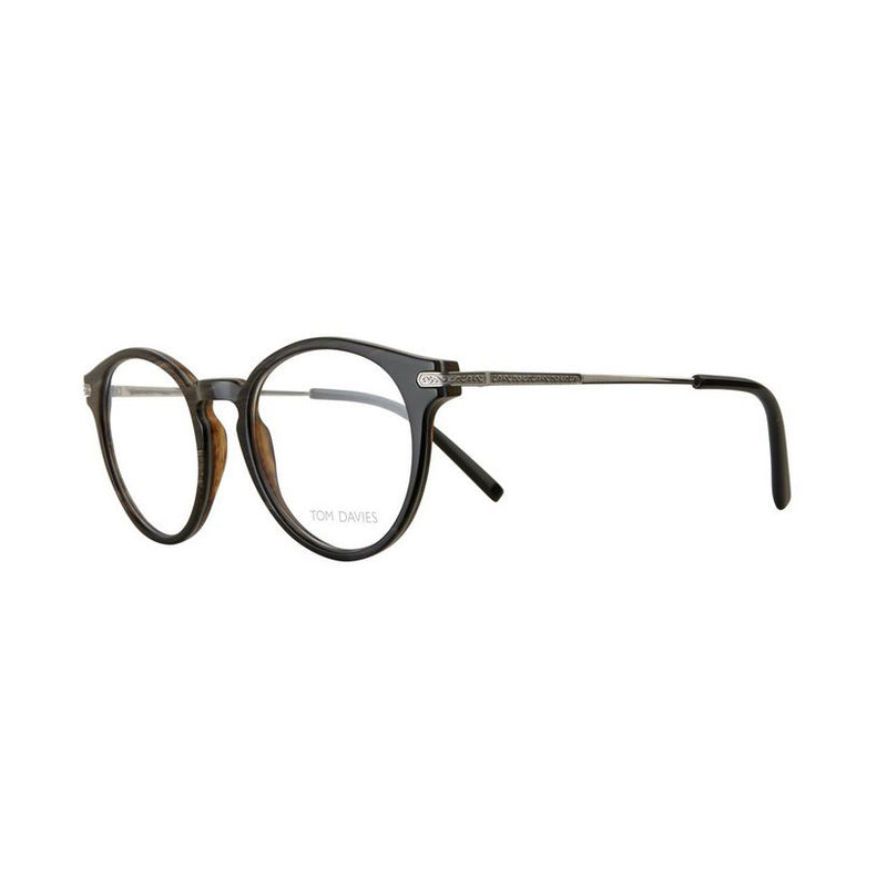 Tom Davies - TDH 052 - col. 1251 - Layered Natural Horn - Titanium - Round Eyeglasses