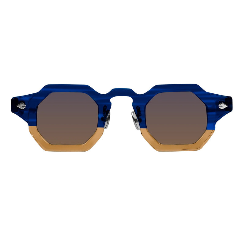 T Henri - Birdcage - Port - Blue-to-Brown Gradient Tinted Lenses - Hexagonal Sunglasses - Sunglasses - Plastic - Adjustable Nose Pads - Sunglasses - Rectangle