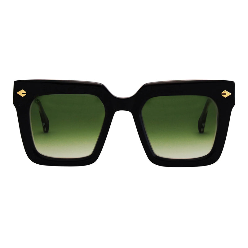 T Henri - Corniche - Asteroid - Black - Gradient-Green Tinted Lenses - Rectangle - Sunglasses - Plastic - Luxury Eyewear