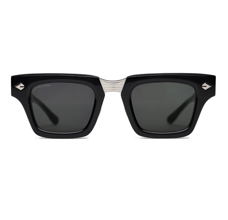T Henri - Corsa - Shadow - Carbon Black - Tinted Lenses - Rectangle Sunglasses - Adjustable Nose Pads - Luxury Eyewear