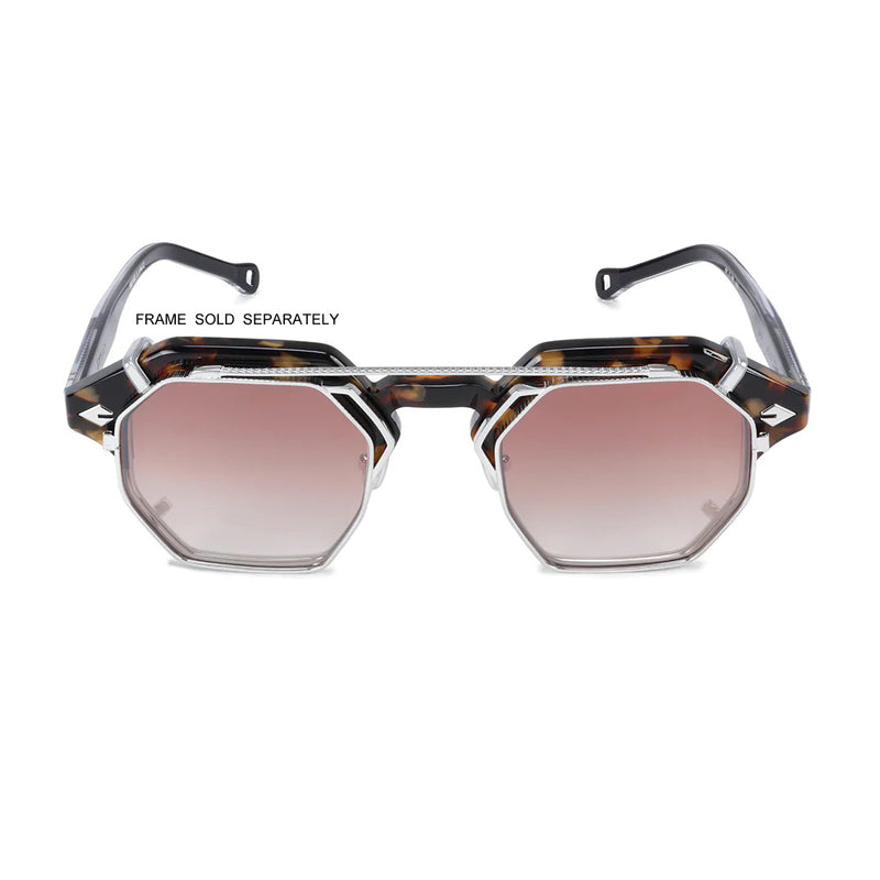 T Henri - Gullwing - G-Glip - 18K White Gold - Gradient-Brown Tinted Lenses - Sun Clip - Clip-on - Sunglasses Clip
