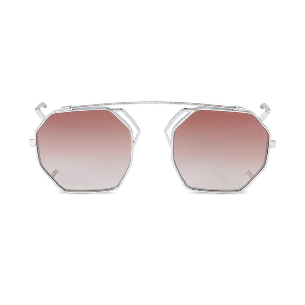 T Henri - Gullwing - G-Glip - 18K White Gold - Gradient-Brown Tinted Lenses - Sun Clip - Clip-on - Sunglasses Clip