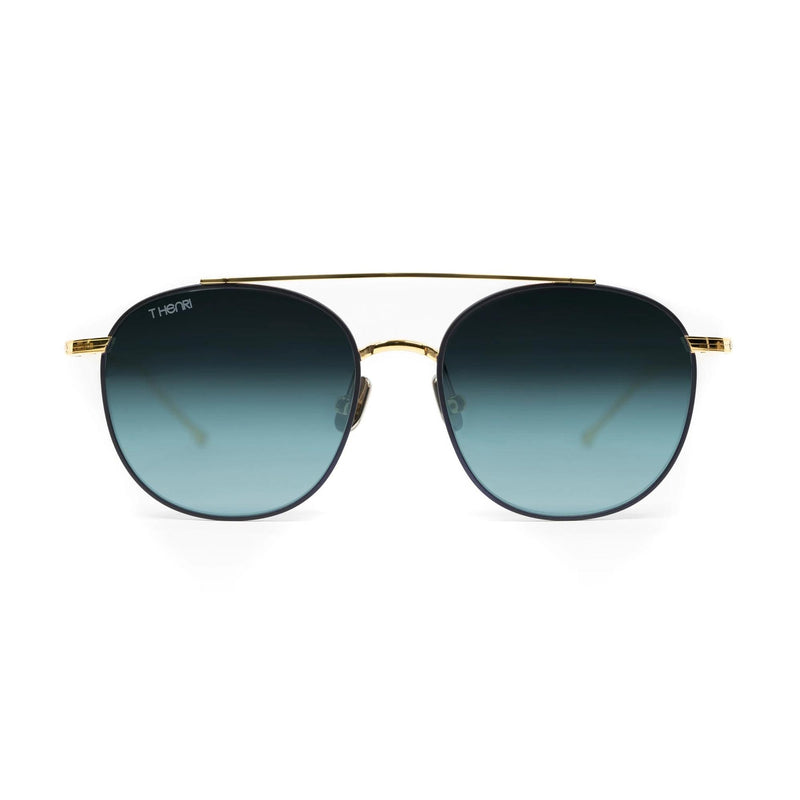 T Henri - Miura - L'Or Bleu - Teal Blue Gradient - Tinted Lenses - Sunglasses - Aviator - Titanium