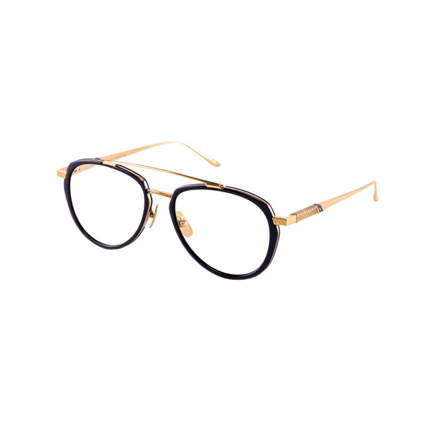 Leisure Society - Tiburon - 24K Gold / Navy - Aviator Eyeglasses - Aviator - Titanium - Luxury Eyewear