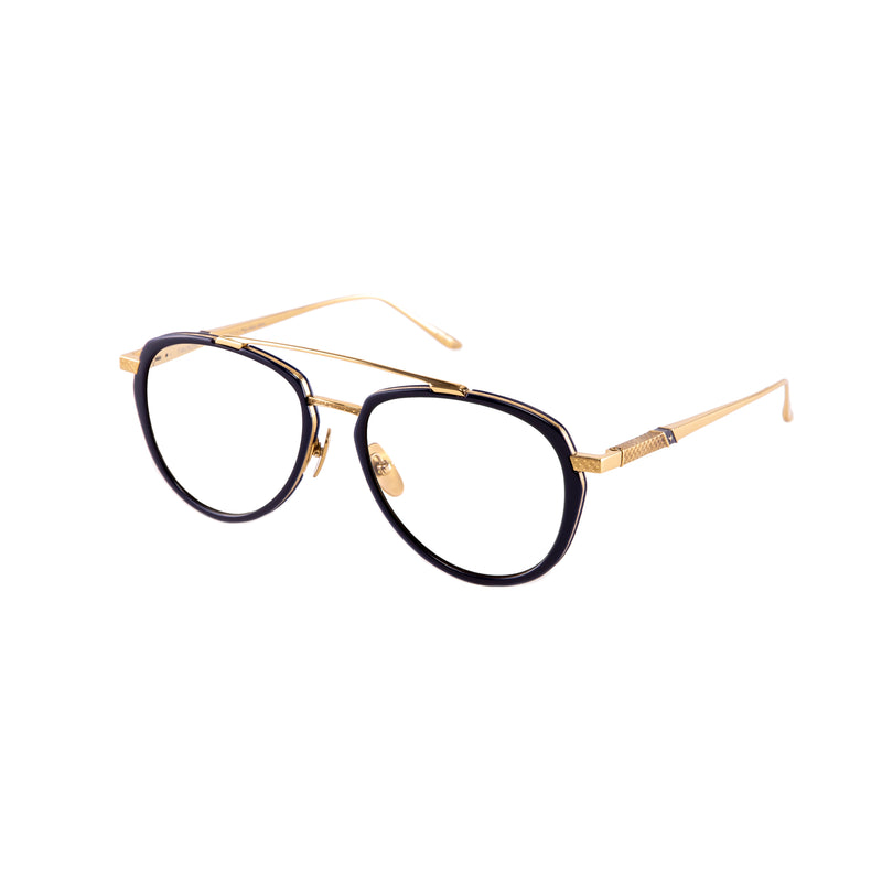 Leisure Society - Tiburon - 24K Gold / Navy - Aviator Eyeglasses - Aviator - Titanium - Luxury Eyewear
