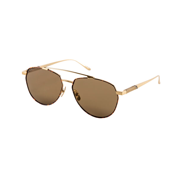 Leisure Society - Tiburon - 18K Gold / Tortoise / Brown Sun Lenses - Aviator - Sunglasses - Titanium - Luxury Eyewear
