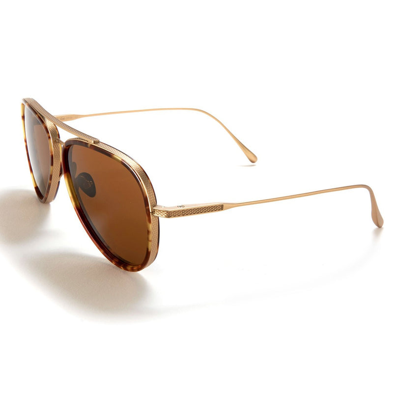 Tom Davies - Miller - 1716 - Matte Gold / Tortoise / Brown-Tinted Lenses - Aviator - Sunglasses - Titanium