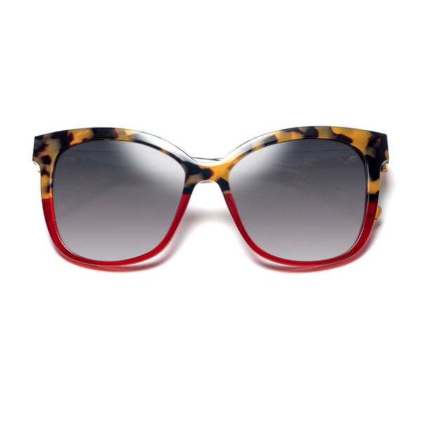 Tom Davies - Pip - 2032 - Tokyo Tortoise / Red / Gradient-Grey Tinted Lenses - Rectangle - Butterfly - Sunglasses - Plastic